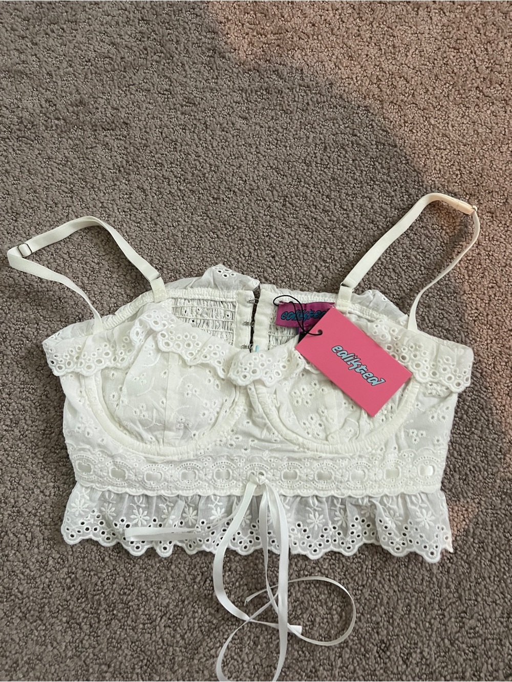 Edikted Mandy Cropped Cotton Lace Corset